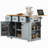 53Inch Large Kitchen Island With Drop Leaf,Power Outlet,Door Internal Storage Rack,Rolling Kitchen Cart On 5 Wheels With 5 Open Side Racks For Kitchen,Dining Room(Not Include Bar Stools)-1385300291