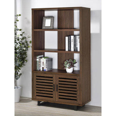 71-inch 3-shelf Cabinet Bookcase Walnut