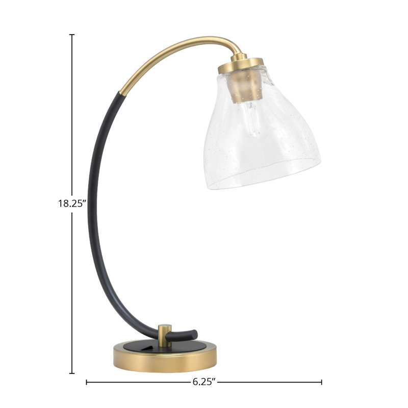Lampe de bureau Aspremont, Transparent, Noir mat / laiton