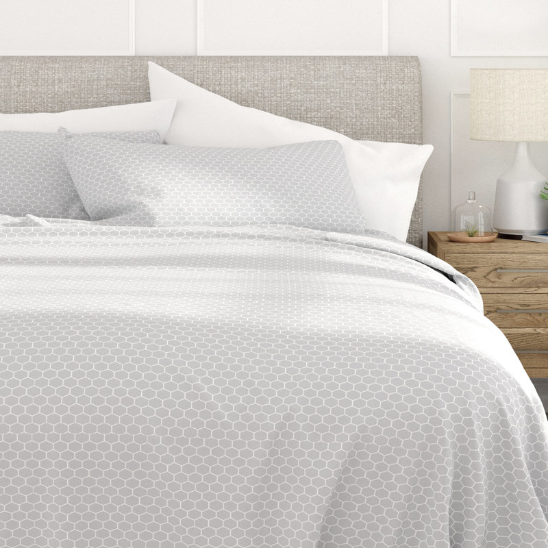 Gray Chevron King Microfiber Bedding Set with Pillow Covers