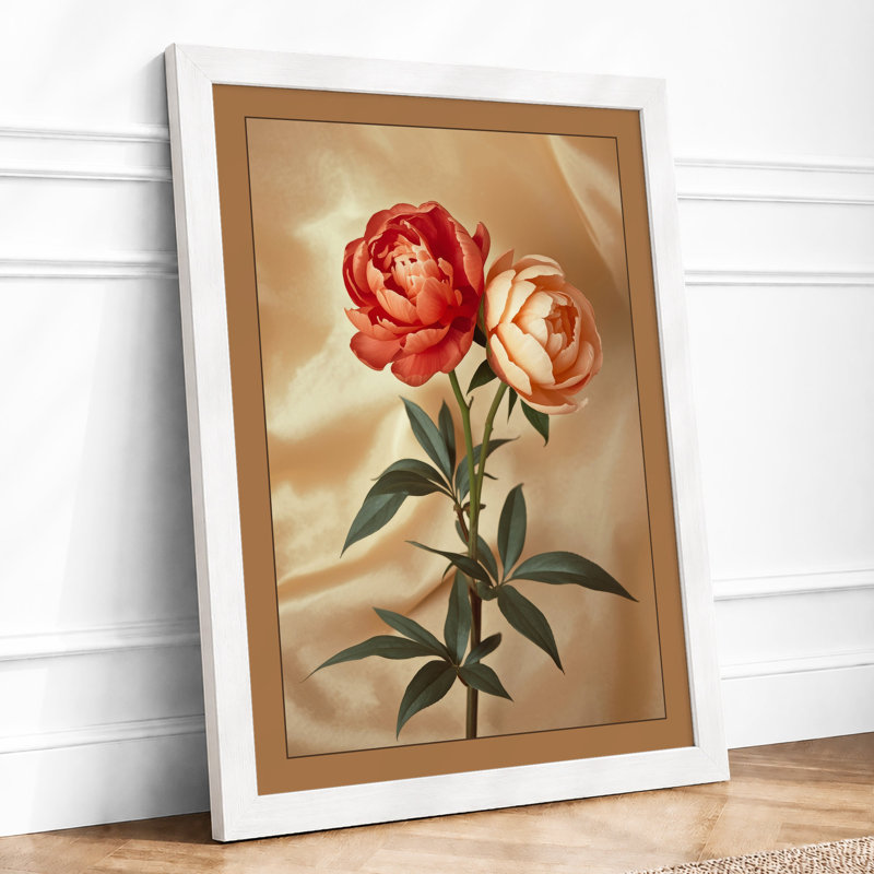 Peonies in Bloom Botanical - Framed Print, A1 - 84.1 x 59.4 cm, White