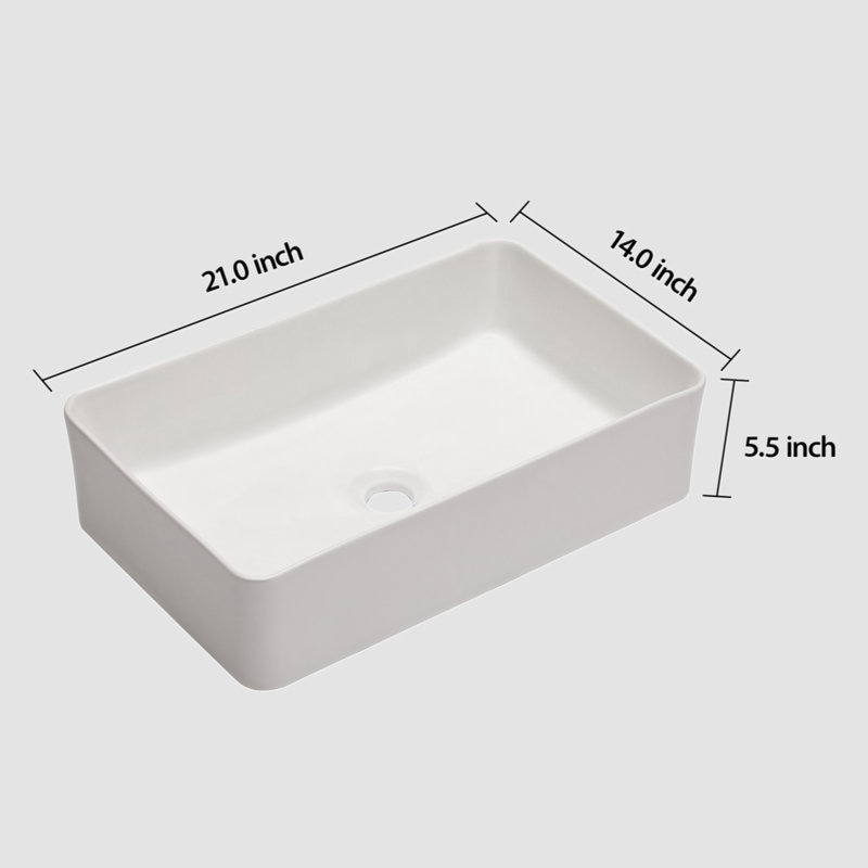 Lavabo de salle de bain rectangulaire en céramique 14 "Go Peak Track