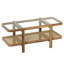 Table basse à 2 niveaux avec rangement et plateau en verre trempé