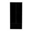 Bibliothèque noire avec lumières à DEL, 4 tablettes, 2 tiroirs et portes en verre pour le rangement d'étude - portes éclairées, étagère de chambre à coucher