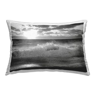 Crashing Sea Waves Outdoor Printed Pillow by Lori Deiter