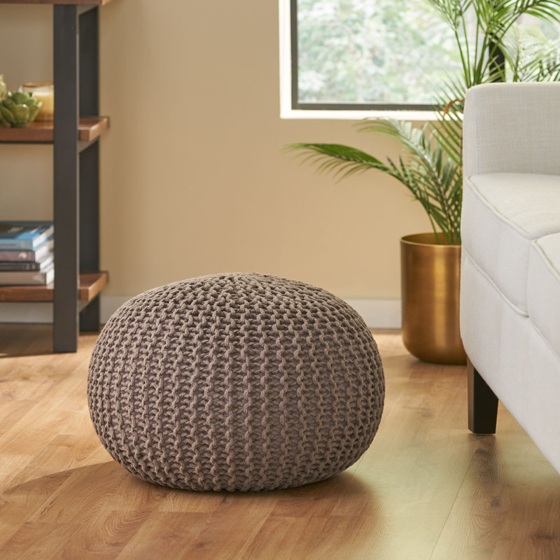 Upholstered Pouf, Brown