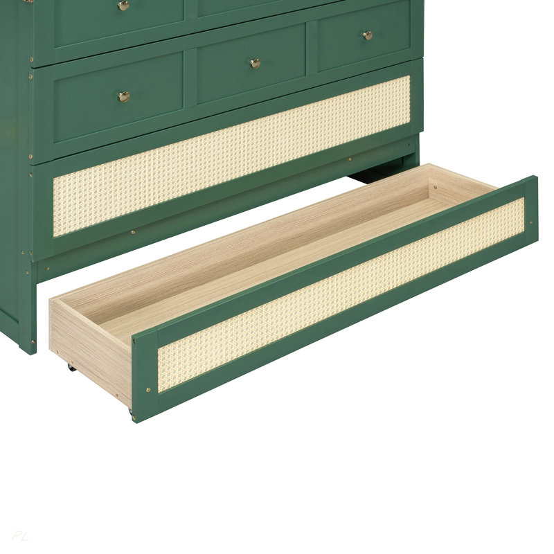 Lit escamotable double avec grands tiroirs, Full / Double, Green