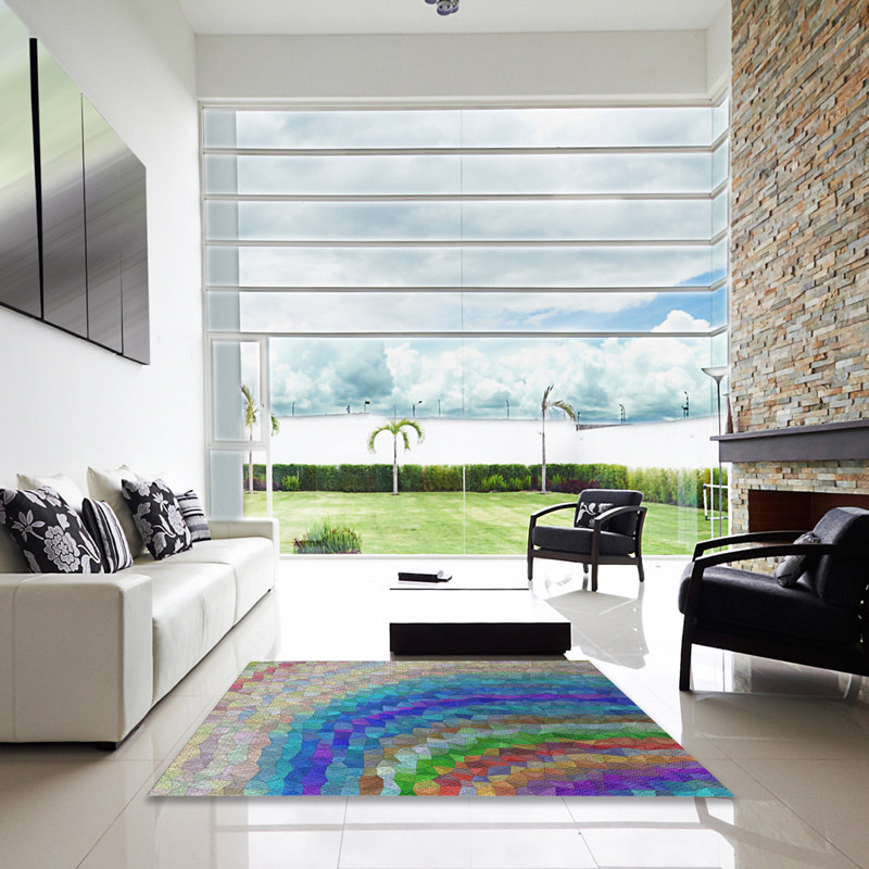 Tapis rouge/vert/bleu Carsonhill, Carré 6 pi