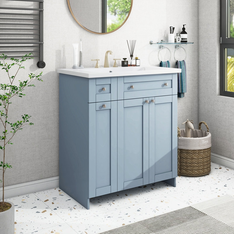 Armoire de rangement abondante avec 2 portes à fermeture douce, Bleu