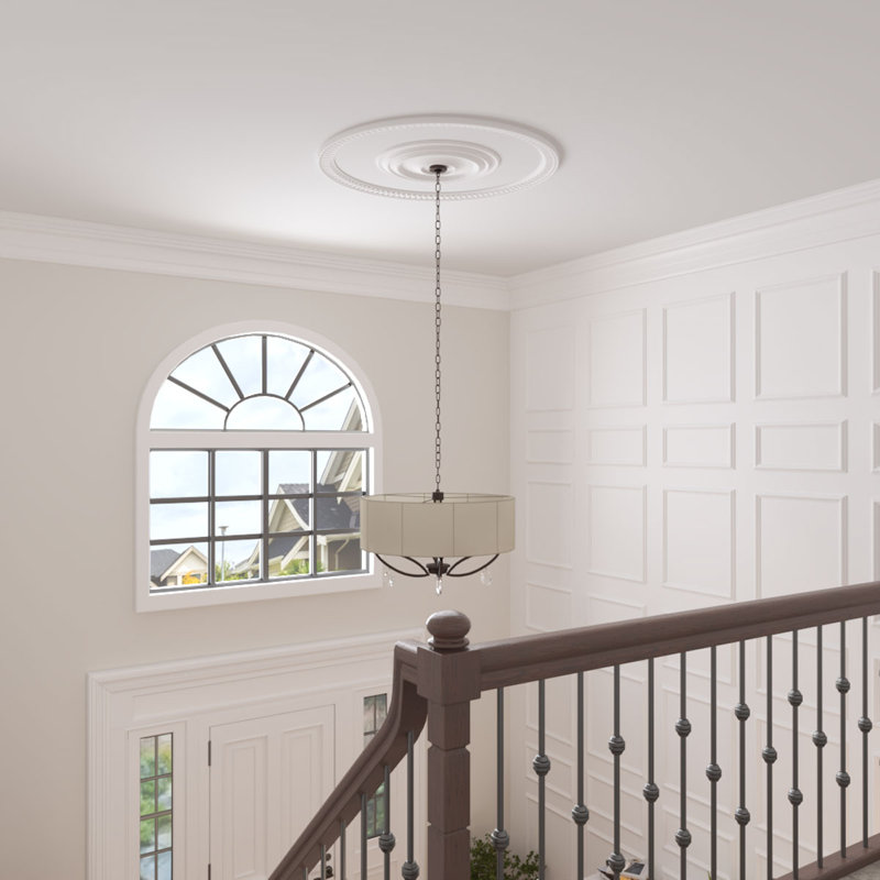 Ekena Millwork 47" Primed Dentil and Bead Decorative Ceiling Ring