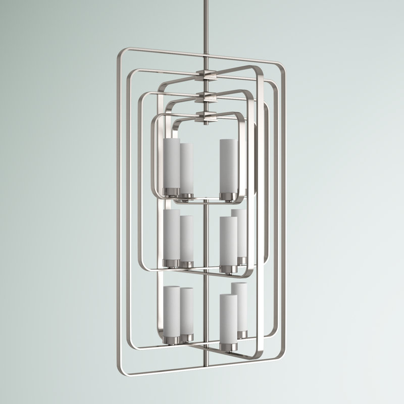Iniguez 12 - Light Steel Dimmable Tiered Chandelier, Brushed Nickel