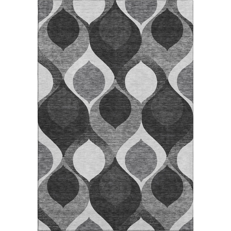 Tapis noir de qualité supérieure lavable à la machine, Rectangulaire 8 pi x 10 pi