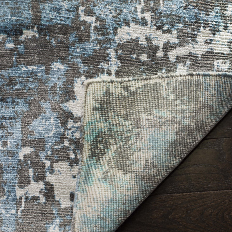 Tapis bleu tissé à la main Mcelroy, Rectangle 6 pi x 9 pi