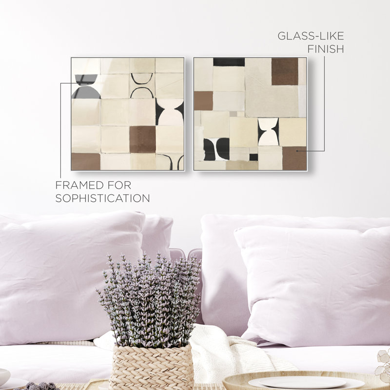 Boho Tiles Set High-Gloss Frameless Acrylic Glass Wall Art Abstract Print by Oliver Gal, Ready to Hang, 12 x 12, 31"H x 31"W