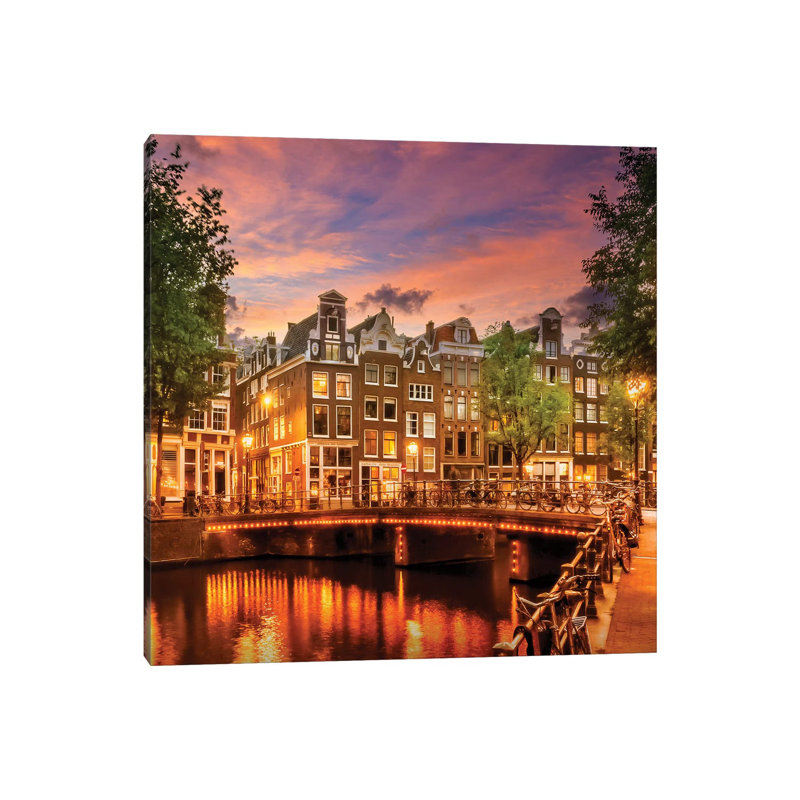 Amsterdam Idyllic Sunset by Melanie Viola - Wrapped Canvas Print, 45.72 cm H x 45.72 cm W x 1.91 cm D