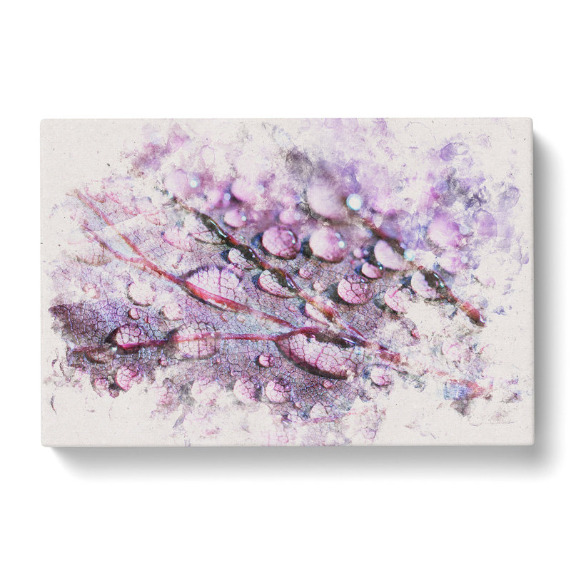 Dewdrops Upon A Lilac Leaf - Wrapped Canvas Print, 50cm H x 76cm W x 3cm D
