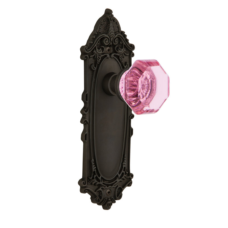 Plaque victorienne avec bouton de porte rose Waldorf, Bronze frotté à l'huile, 2 3/4 po