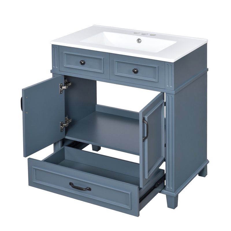 Meuble-lavabo de salle de bain 30 po Retro Blue, Blue