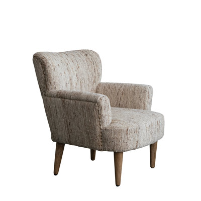 Woven Wool And Cotton Kilim Upholstered Arm Chair With Mango Wood Legs