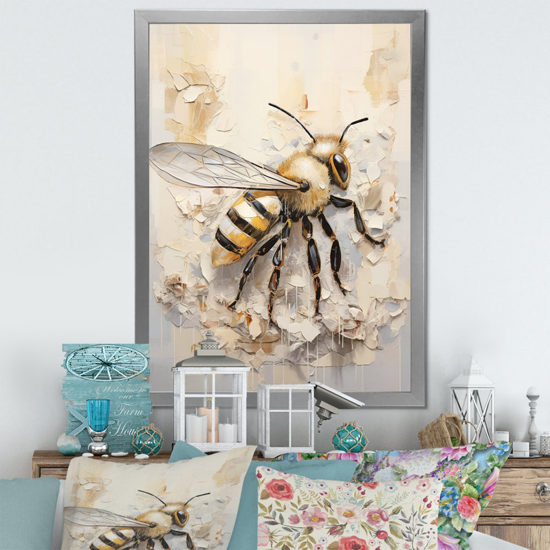 Minimalisme «Buzzing Bee I» sur toile, Cadre photo argenté, H 32 po x l 16 po x P 1 po
