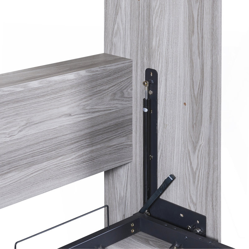 Lit escamotable double, peut être plié dans une armoire, gris, Full