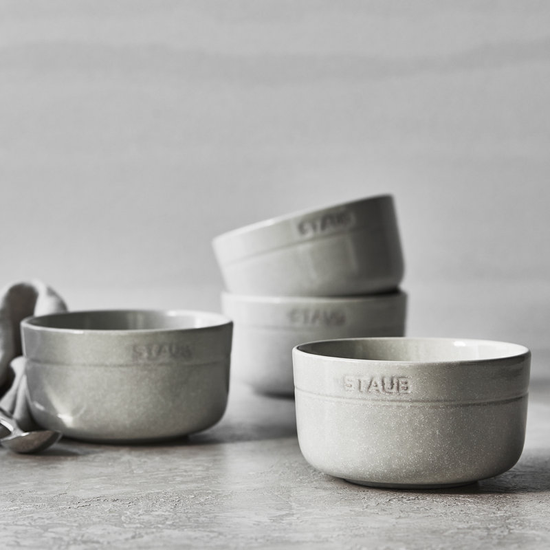 Staub White Truffle Ceramic 4-Piece Cereal Bowl Set