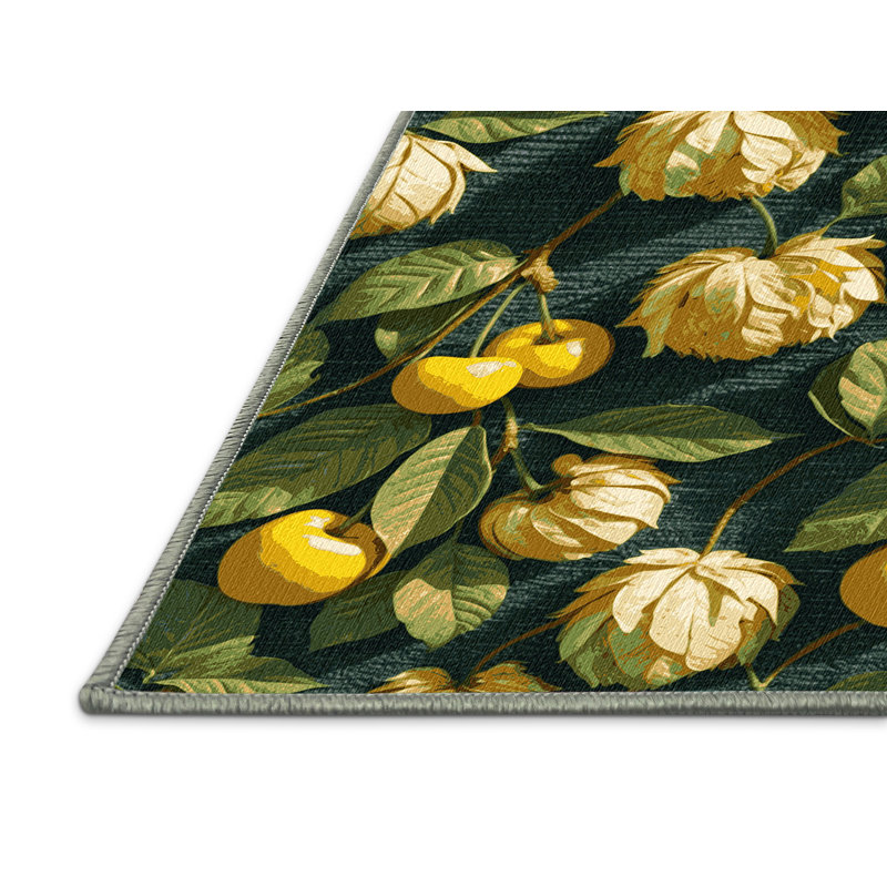  Tapis lavable à motif de cerises moulues, Rectangulaire 2 pi x 3 pi