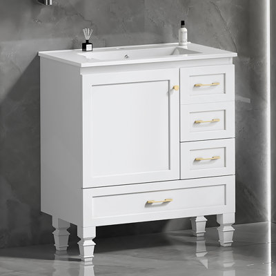Meuble-lavabo de salle de bain avec 1 porte à fermeture douce et 3 tiroirs
