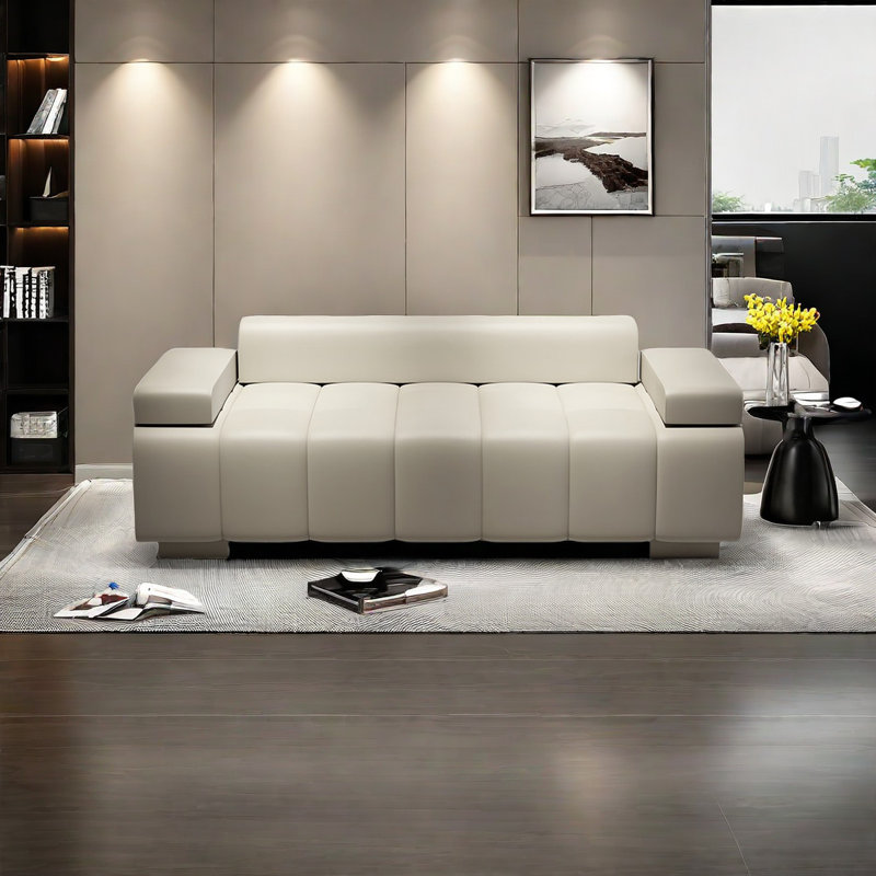 Runo Leather Match Upholstered Bench, Cream