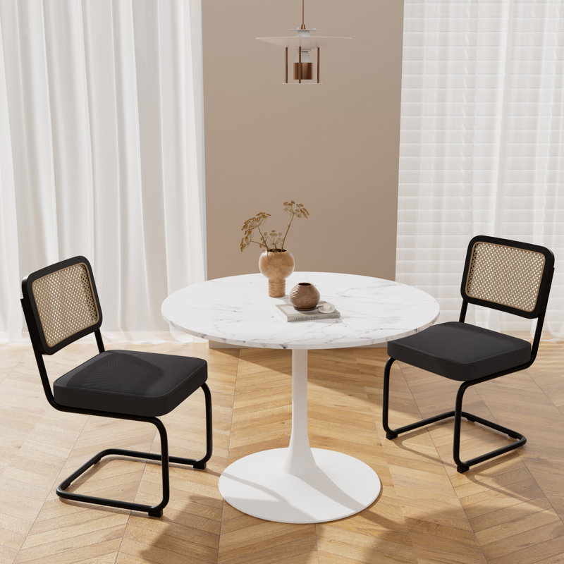 Elegant Dining Table Set for 2, Black, White