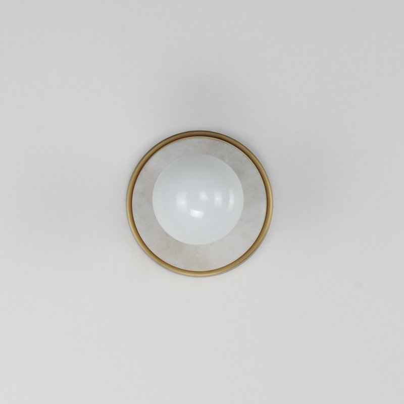 Rocha Dimmable Bath Sconce, No, White Alabaster/Natural Aged Brass