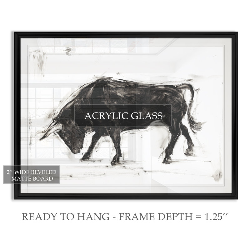 « toro i », reproduction sur toile, H 18,5 po x l 24,5 po x P 1,5 po, Noir