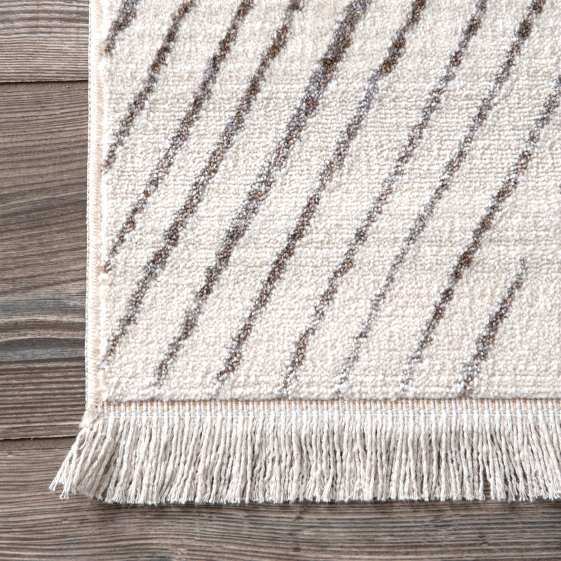 Gloucester Striped Area Rug for Living Room Bedroom Dining Room Kitchen, Beige/Ivory, Runner 2'6" x 10'