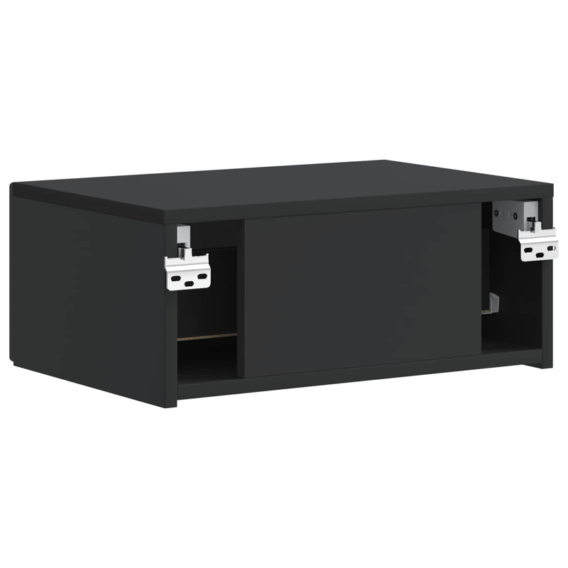 49cm W Manufactured Wood Bedside Table, Black
