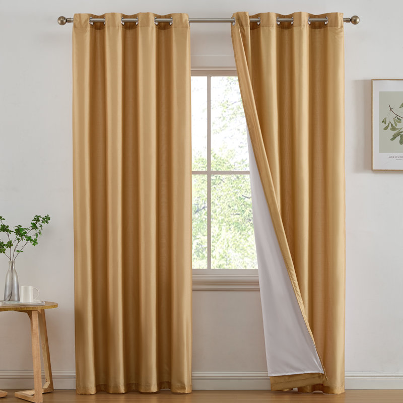 Eisenhart Semi Sheer Curtain Pair, 54" W x 96" L, Gold