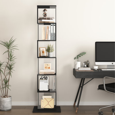 Floor Rack Bookcase With Acrylic - Stylish, Space Saving, Holds Many Objects 6 Tier Rotating Shelf Plate User-, Material