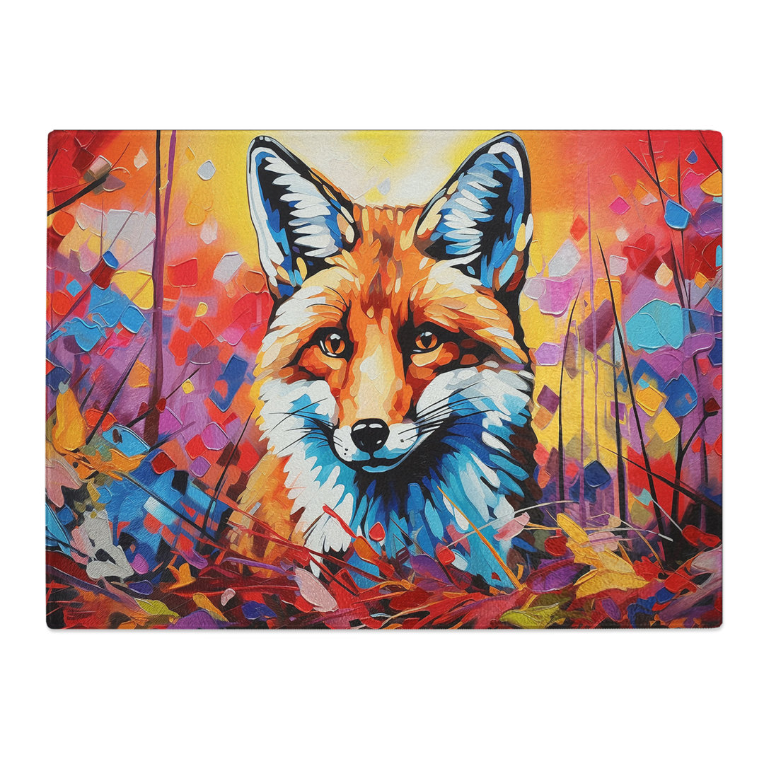 Fox Pop Art  Glass Chopping Board