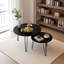 Ensemble de 2 tables basses gigognes rondes de 27,56 po, ensemble de tables de bout gigognes circulaires, plateau de table rond en bois et base en métal robuste pour le salon et la chambre à coucher-2044371468-2044371464
