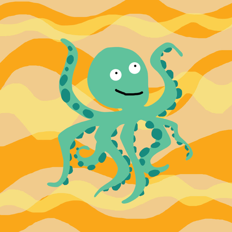 Green Octo - Wrapped Canvas Painting, 76cm H x 76cm W x 3.8cm D