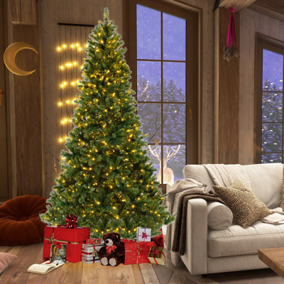 Artificial PVC Hinged Christmas Tree Wth Warm White LED Lights And Metal Stand