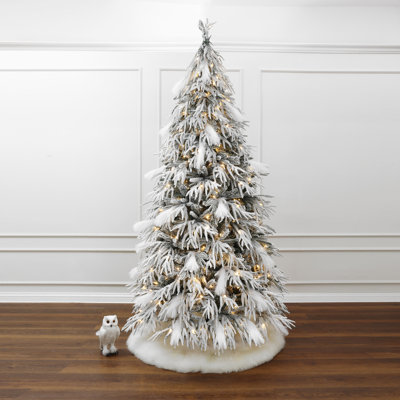 Pre-Lit Flocked Slender Artificial Christmas Tree