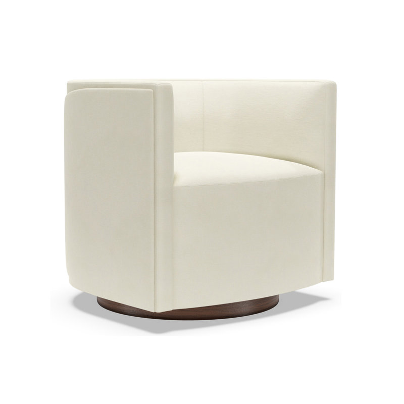 Artistica Upholstery Swivel Barrel Chair, White/Ivory
