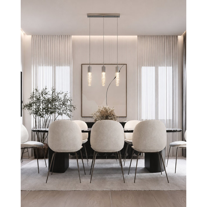 Luminaire suspendu moderne en cristal 3 lumières, Chrome