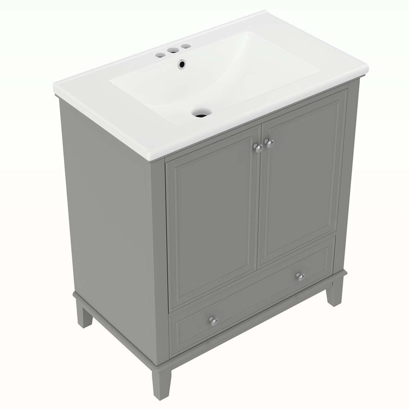 Multi-functional Bathroom Cabinet with Sink Combo, Gray