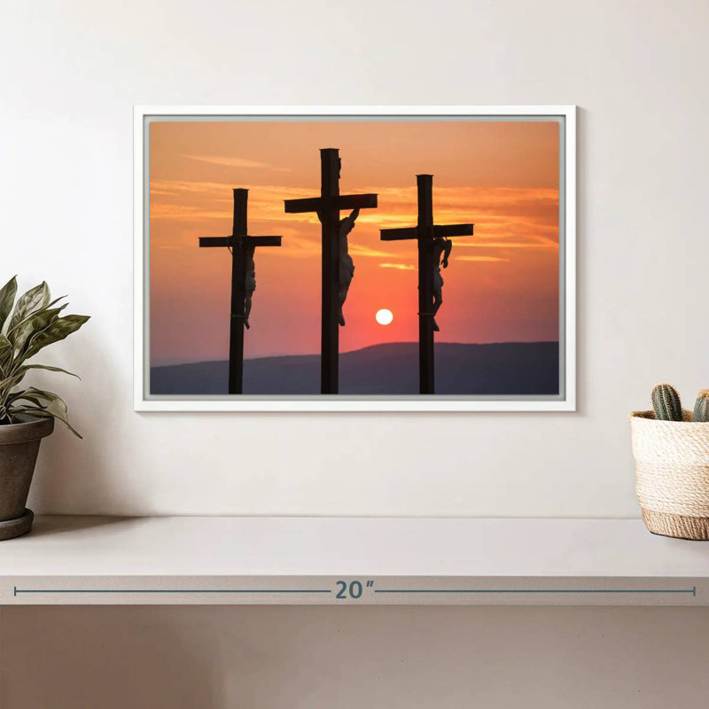 Christ crucifié, Cadre flottant blanc, 13 po x 9 po