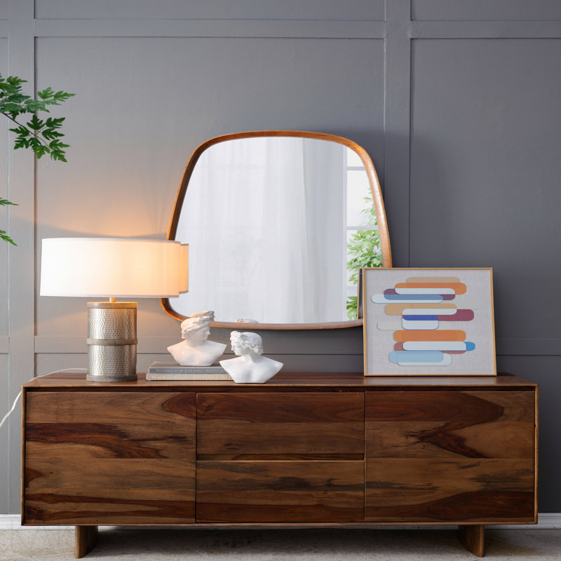 Lampe de table en fer martelé avec bois de manguier D16 x 24,4 po (assemblage de l'abat-jour requis)