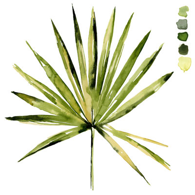 «Watercolor Palmetto Palms II» par Jennifer Paxton Parker - reproduction d'art sur toile tendue