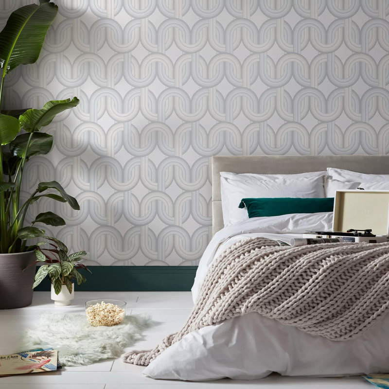 Envy In the Loop Geometric Wallpaper, Grey