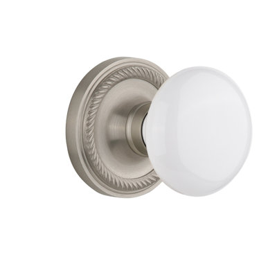 Odin Nostalgic Warehouse Rope Rosette Interior Mortise White Porcelain Door Knob   