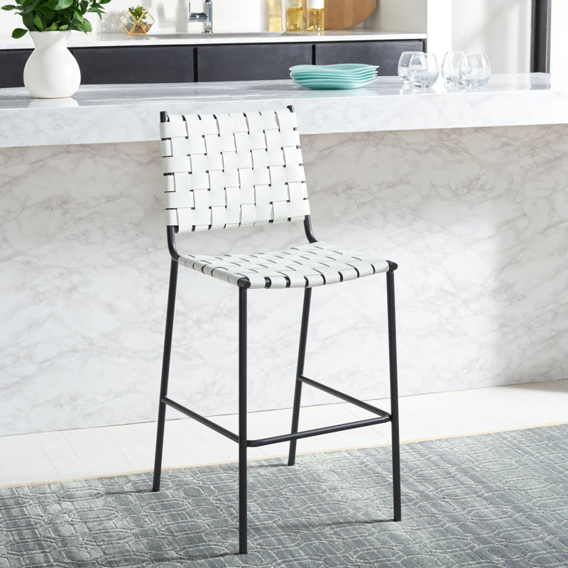 Tabouret de comptoir 26 po Ryland, Noir, Blanc